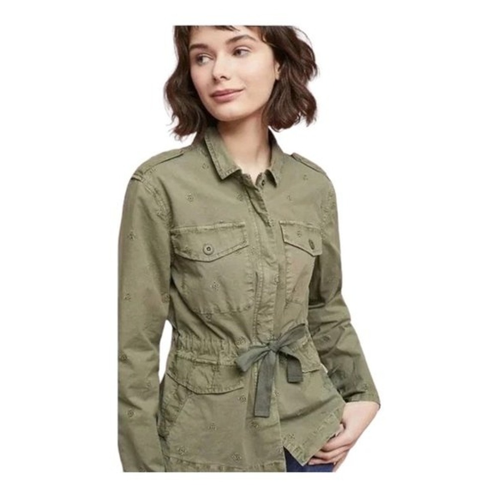 Anthro Sanctuary With Honor‎ Eyelet Utility Military Jacket In Green, Medium